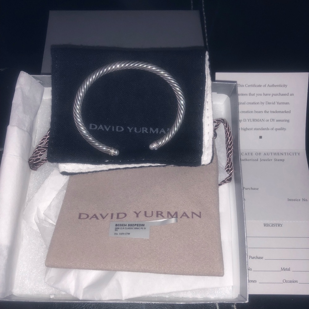 Authentic David Yurman Pearl &Dia. Cable Bracelet